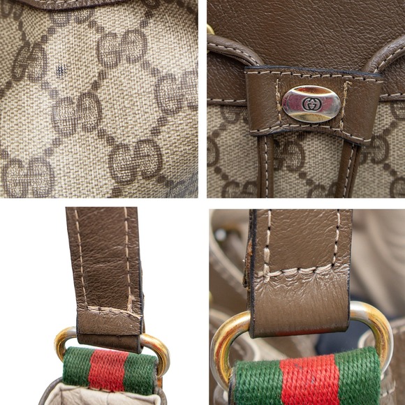 Gucci Ophidia GG Bucket Bag Vintage Web Stripe Leather Trim Crossbody  Bag - Picture 10 of 10